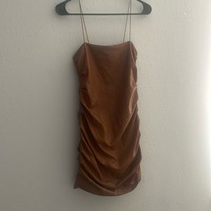 Forever 21 Faux Leather Brown Spaghetti Strap Dress Size S